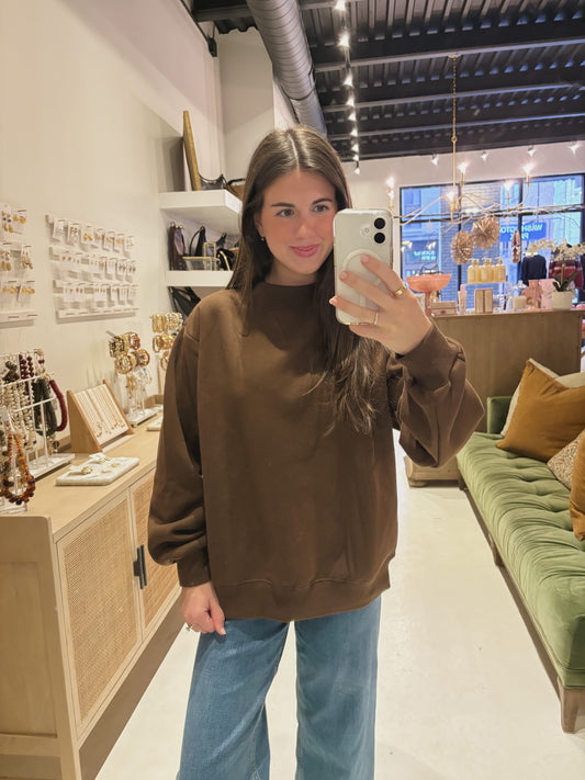 Brown Mock Neck Sweatshirt