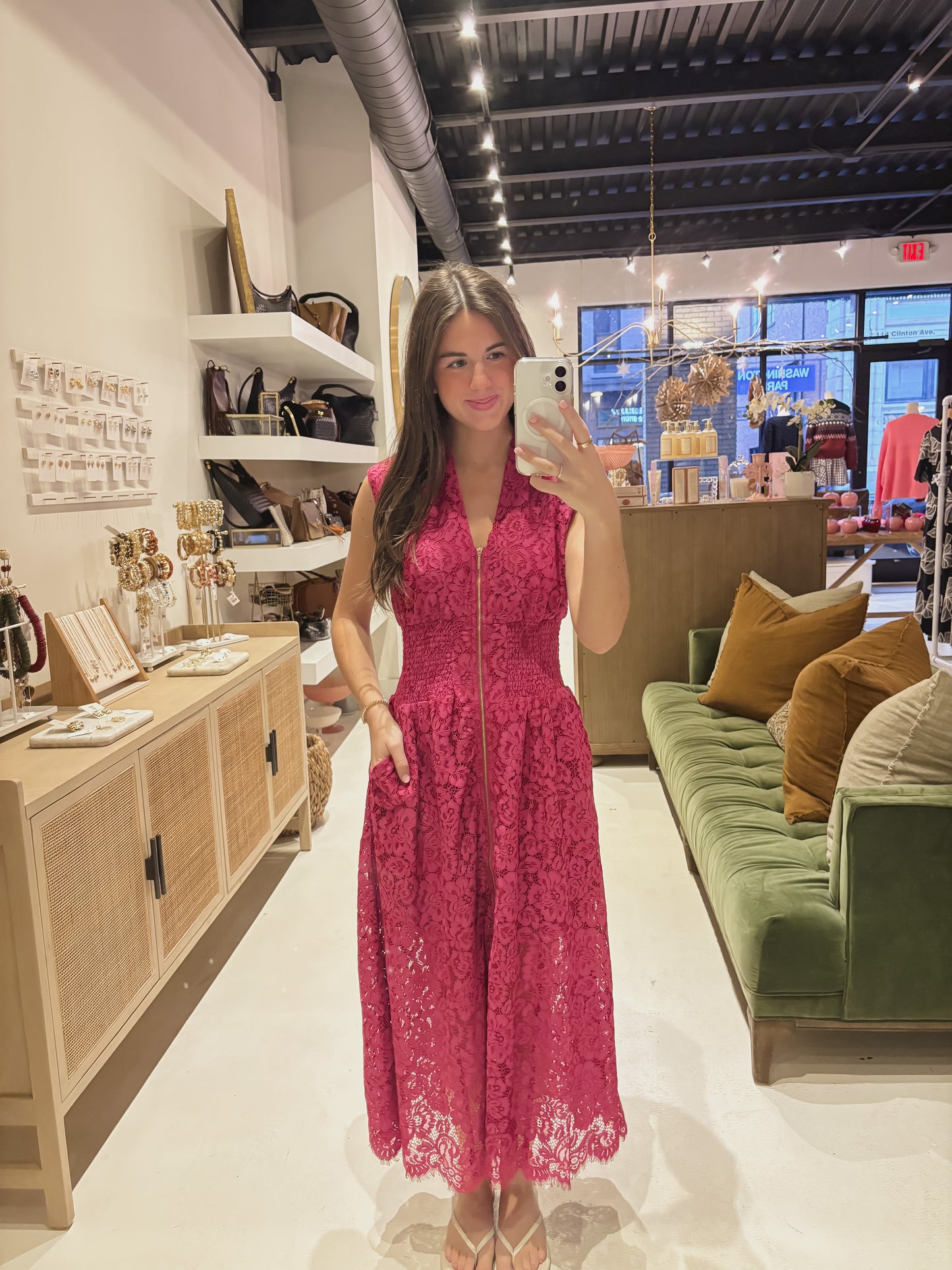 Fuchsia 3D Floral Dress