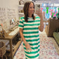 The Mabel Dress in Green and White