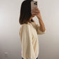 The Puff Shoulder Sweatshirt in Ivory