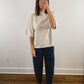 The Ribbed Mock Neck Tee in Cream