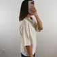 The Ribbed Mock Neck Tee in Cream
