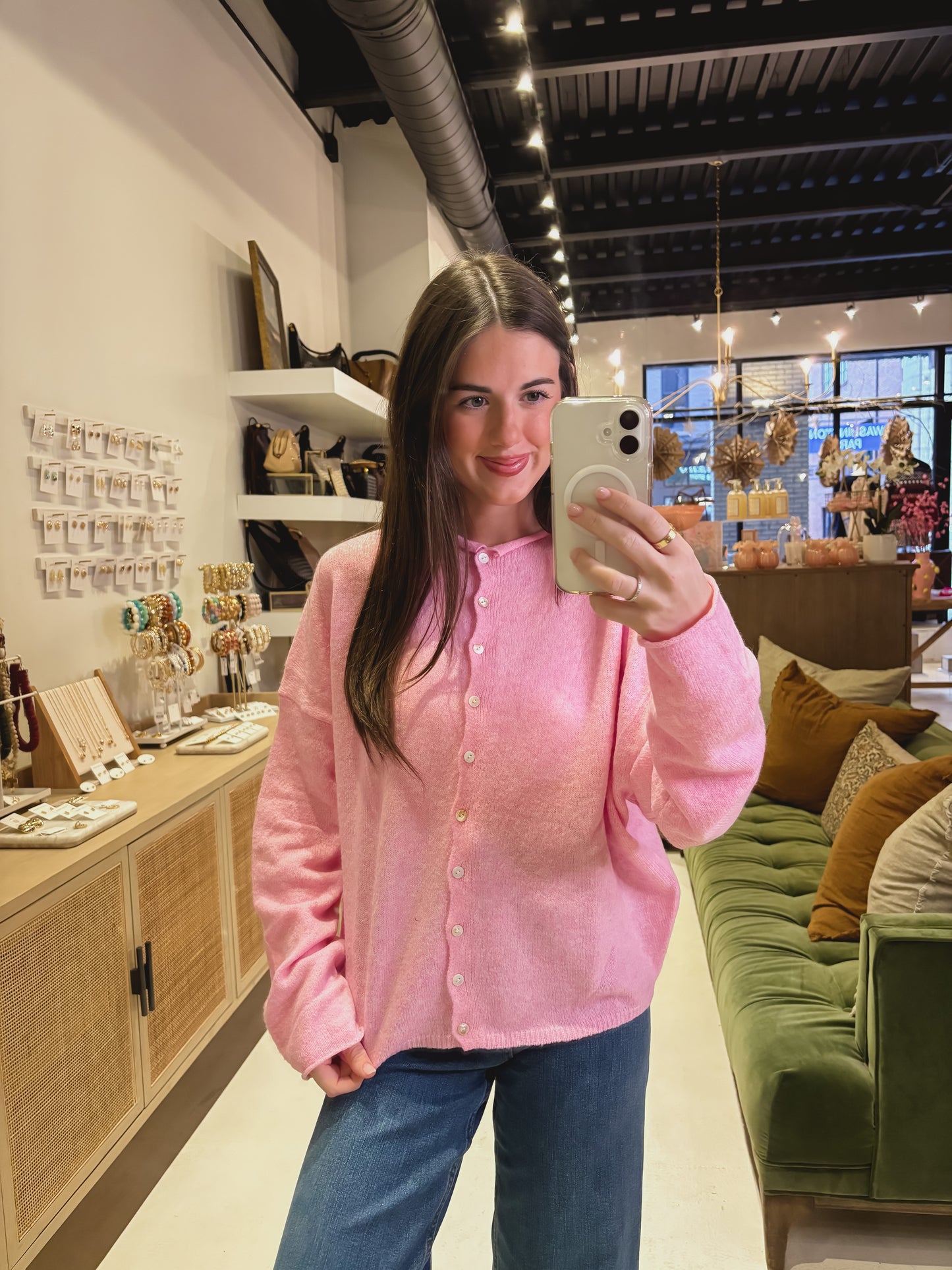 The Piper Cardigan in Barbie Pink