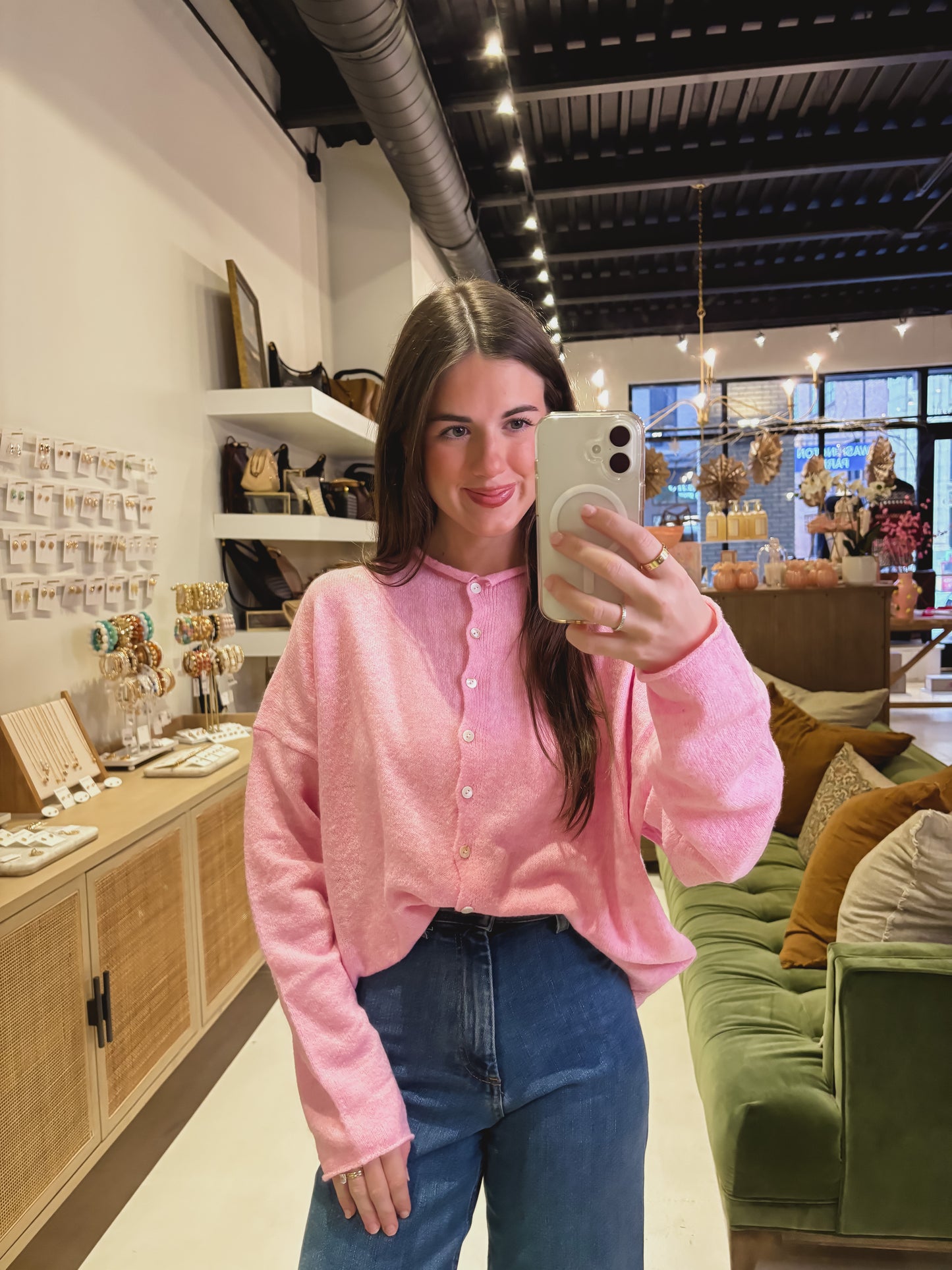 The Piper Cardigan in Barbie Pink