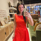 The Red Boat Neck Midi Dress