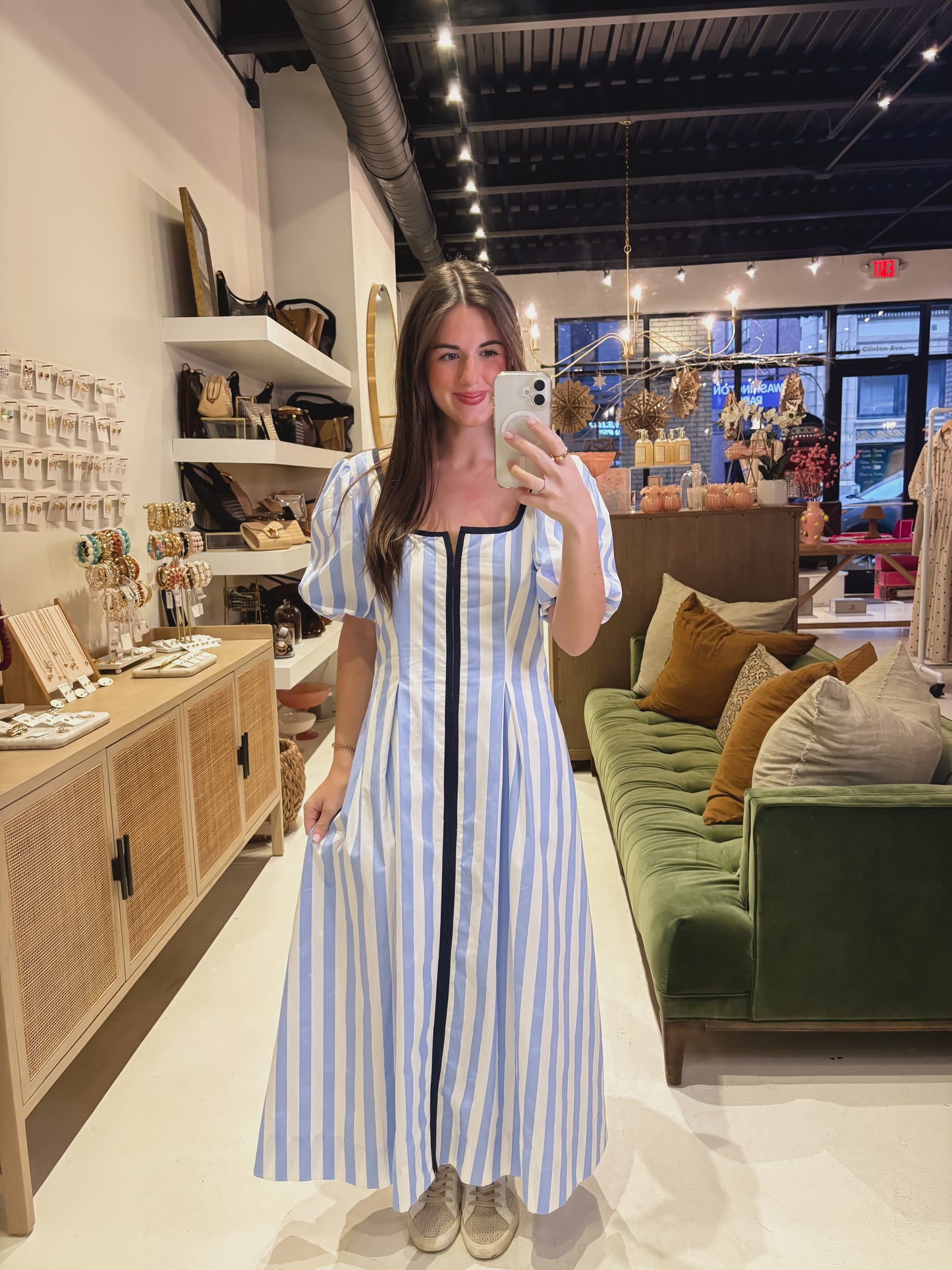 The Blue Willow Stripe Midi Dress