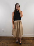 The Sunday Dress | Black and Tan Sleeveless Midi Dress