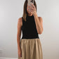 The Sunday Midi Dress in Black + Tan