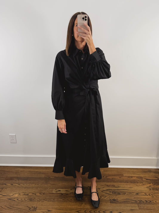 The Willow Belted Maxi Dress in Black