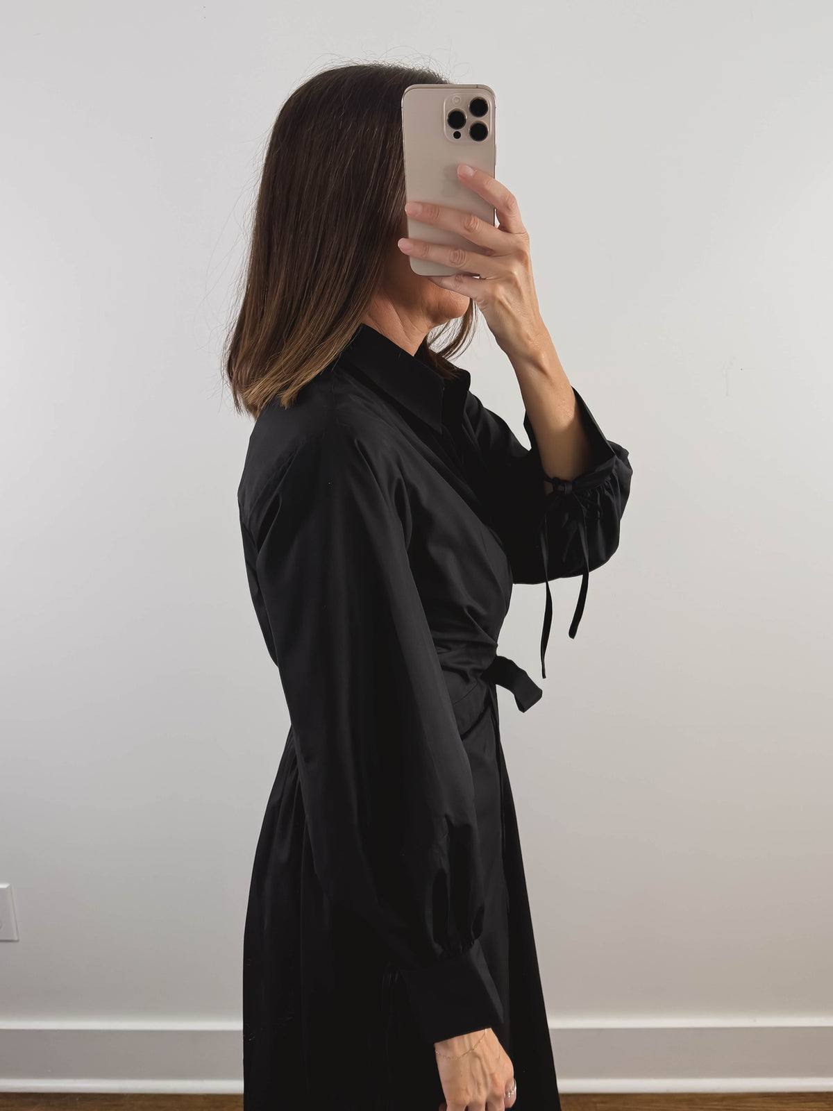 The Willow Dress | Black Belted Long Sleeve Midi Dress