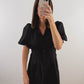 The Sable Dress | Black Cutwork Eyelet Mini Shirt Dress