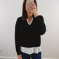The Layered Ruffle Sweater in Black