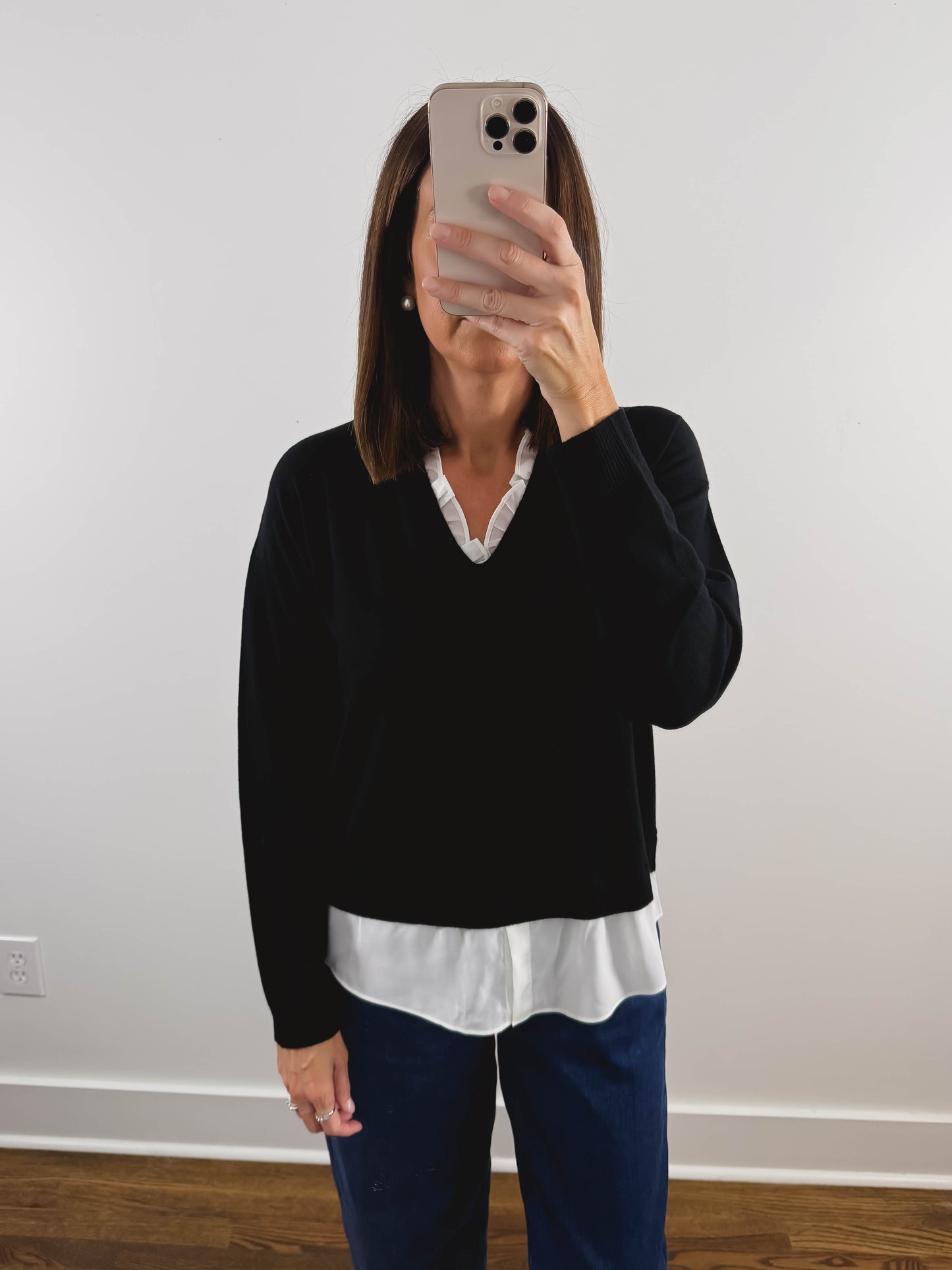 The Layered Ruffle Sweater in Black