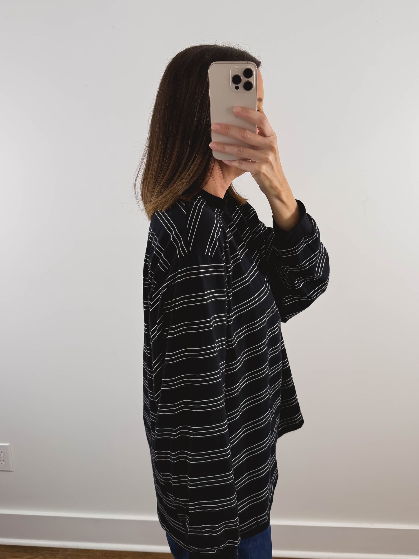 The Striped Boyfriend Top in Black