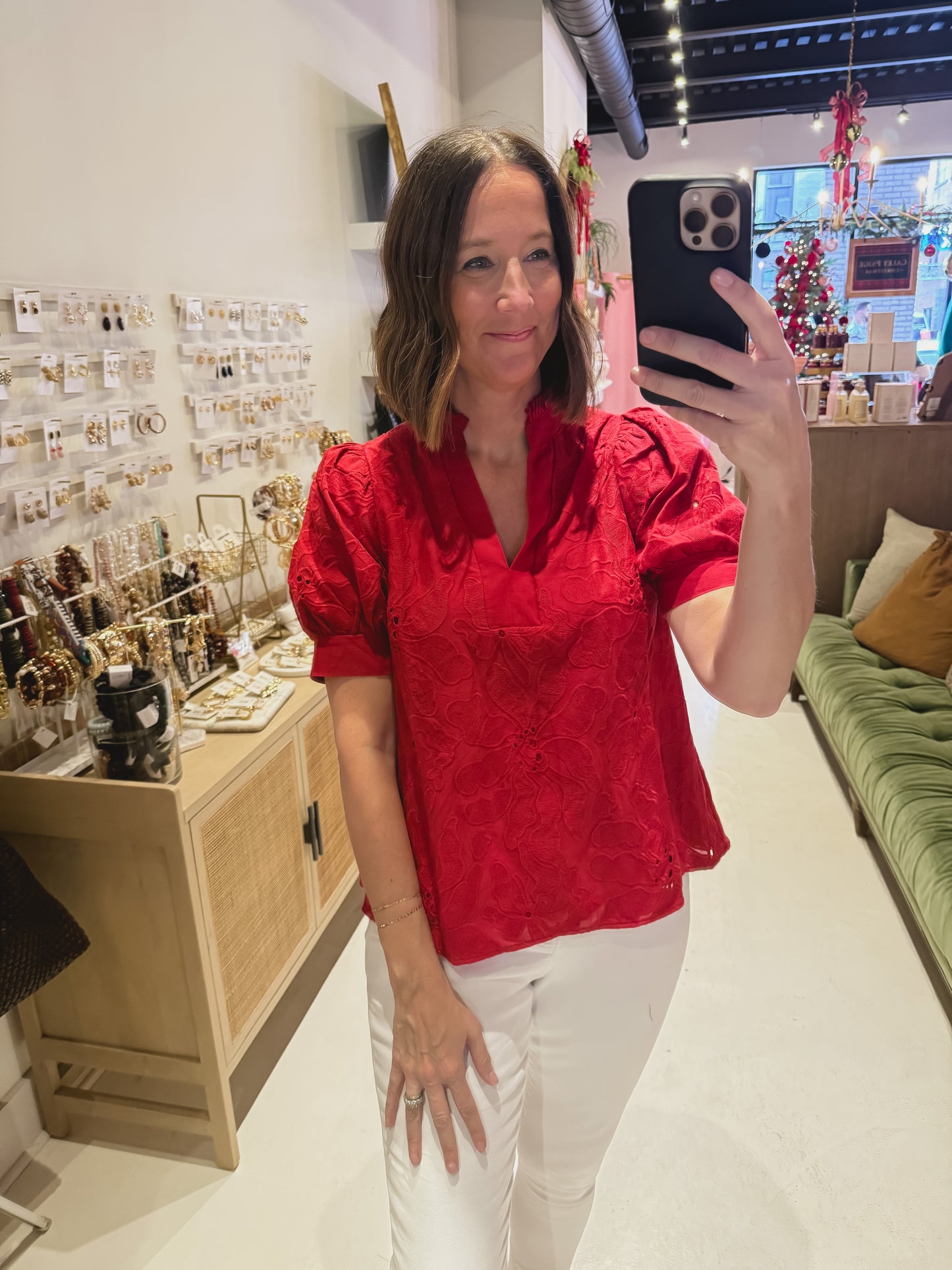 DOORBUSTER! The Red Floral Short Sleeve Top- (S-2X)