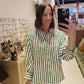 DOORBUSTER! Green and White Striped Top