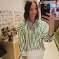 DOORBUSTER! Green and White Striped Top