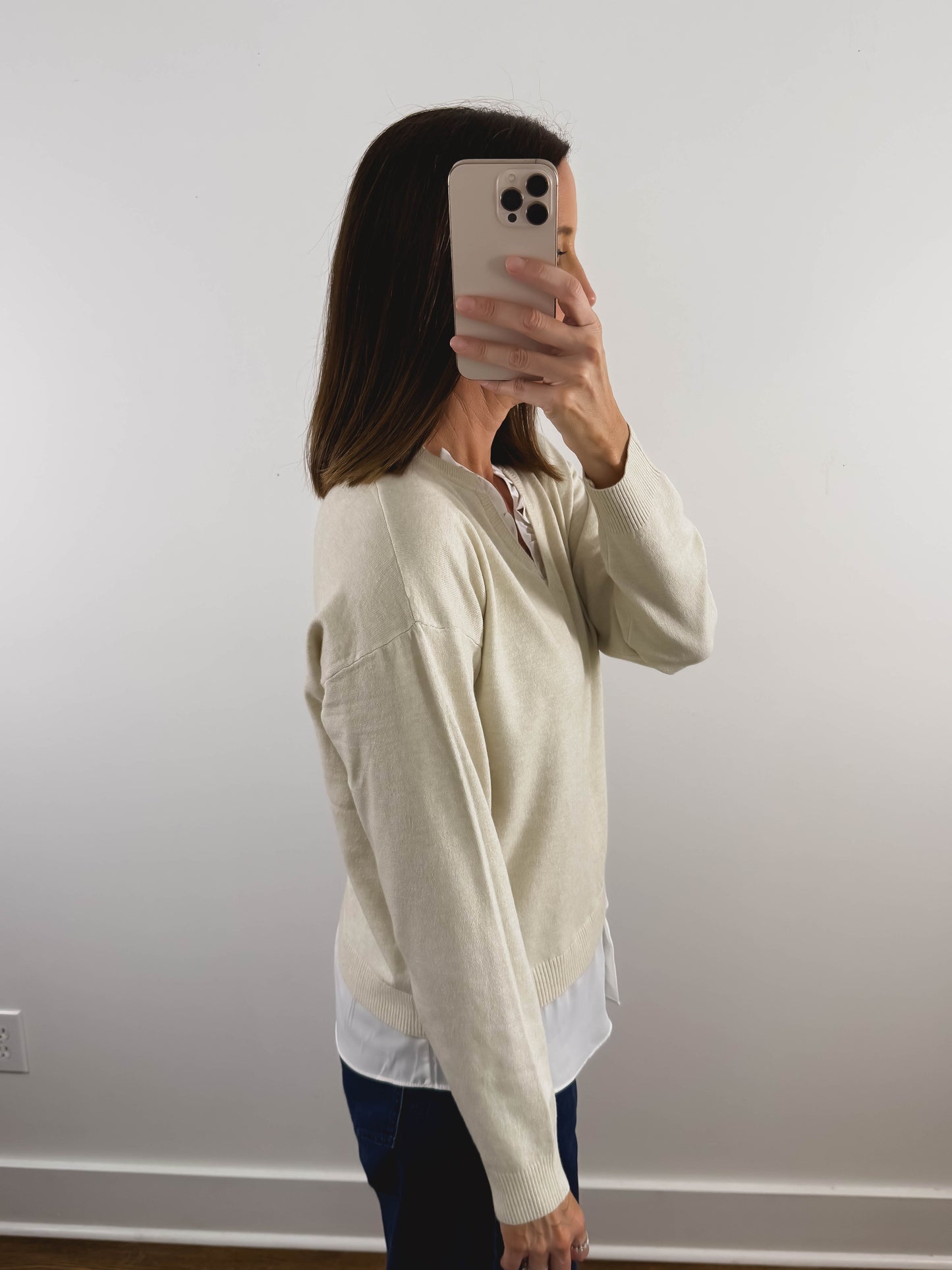 The Layered Ruffle Sweater in Cream