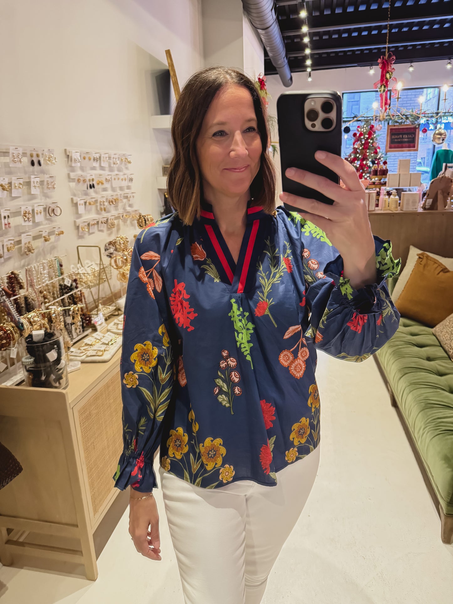 DOORBUSTER! The Blue Floral Long Sleeve Top