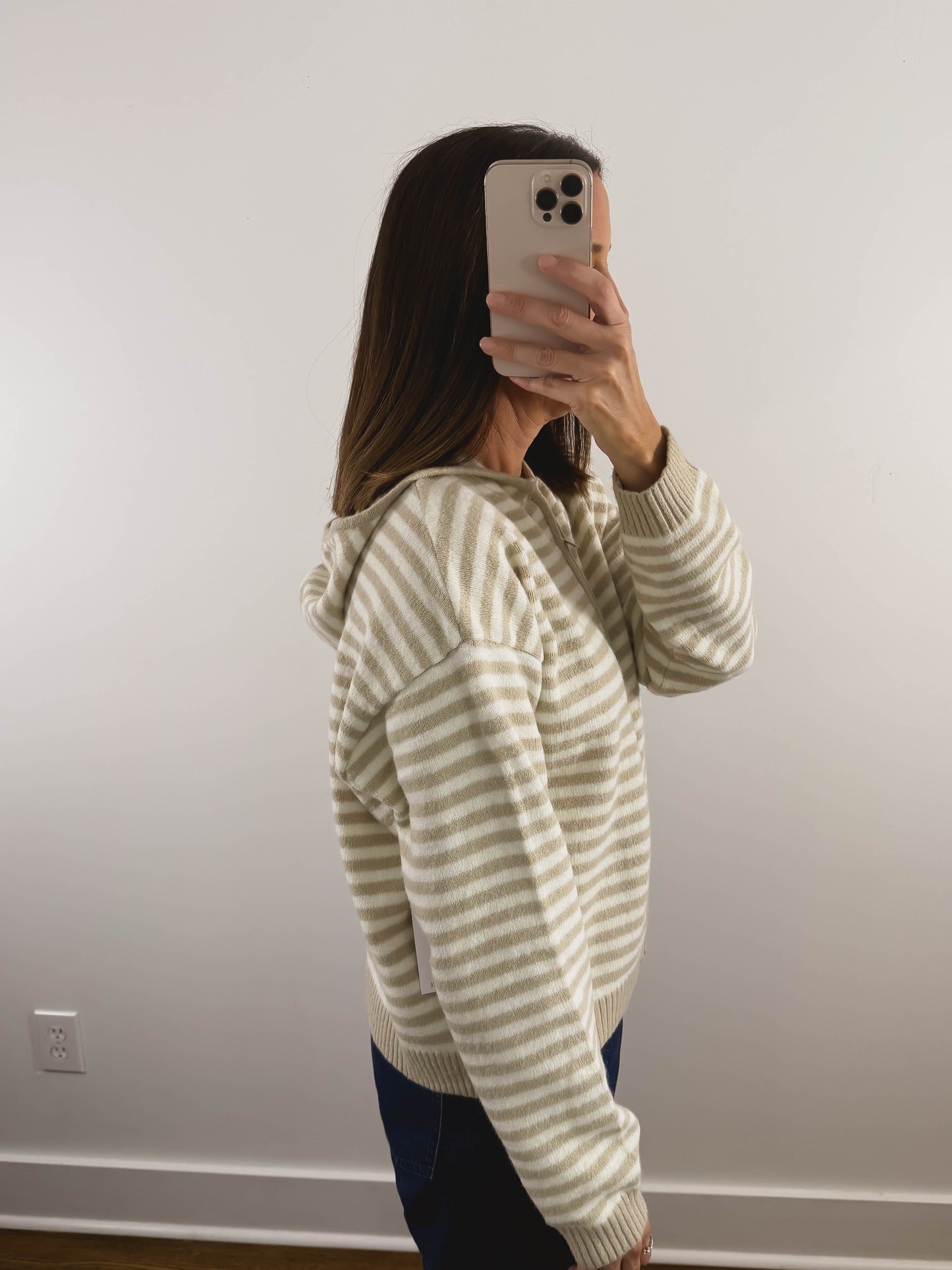 The Regatta Striped Zip Hoodie in Cream/Tan