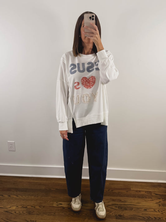 Jesus Loves You Sweatshirt in White