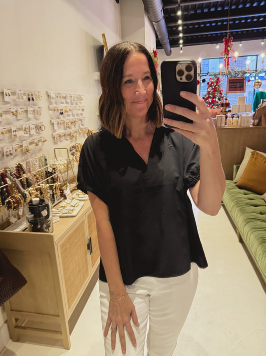 DOORBUSTER! Black Collared Top