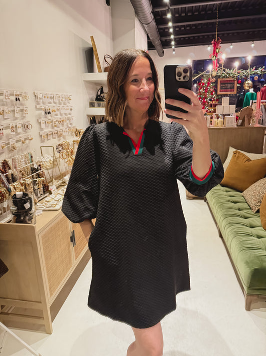 DOORBUSTER! Black Textured Shirt Dress