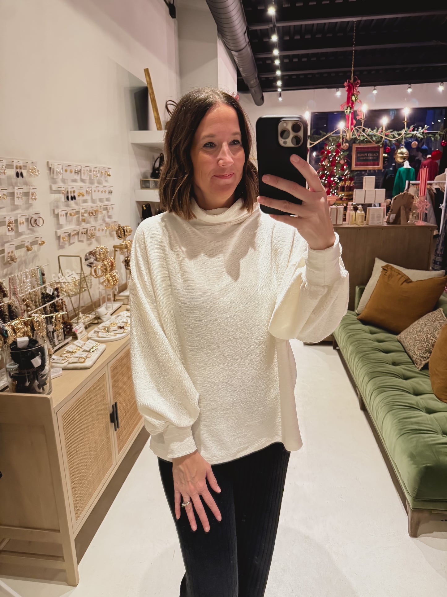 DOORBUSTER! Textured Relaxed Fit Turtleneck in White
