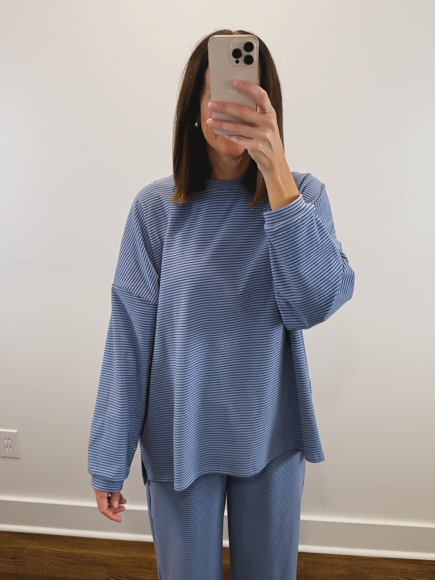 The Levi Striped Pants in Light Blue/Dark Blue