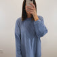 The Levi Striped Oversized Long Sleeve Top in Light Blue/Dark Blue