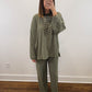 The Levi Striped Pants in Olive Green