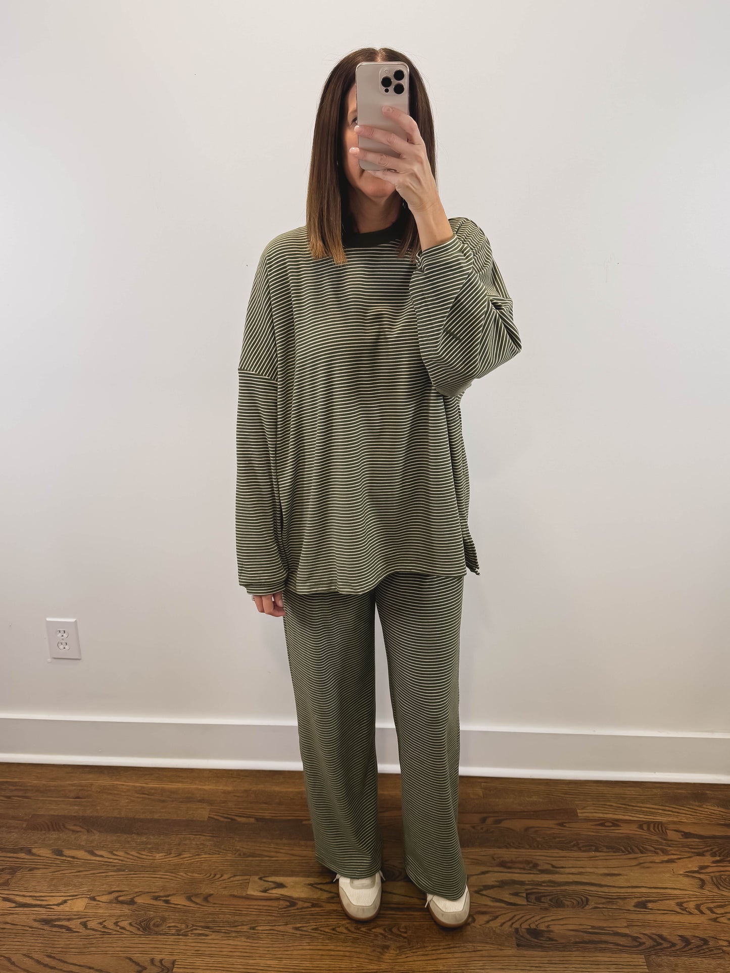 The Levi Striped Pants in Olive Green