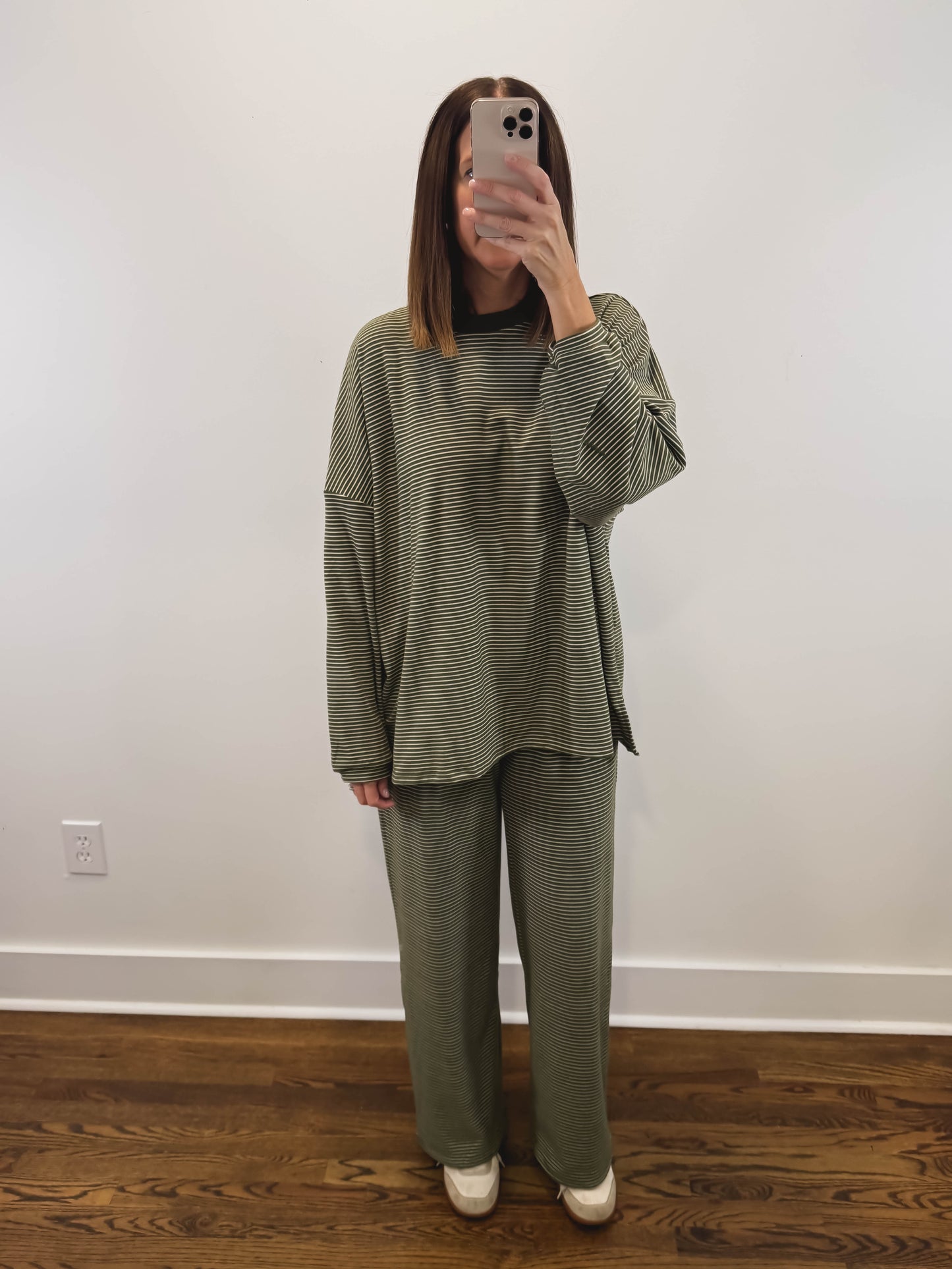 The Levi Striped Pants in Olive Green