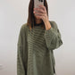 The Levi Striped Oversized Long Sleeve Top in Olive Green