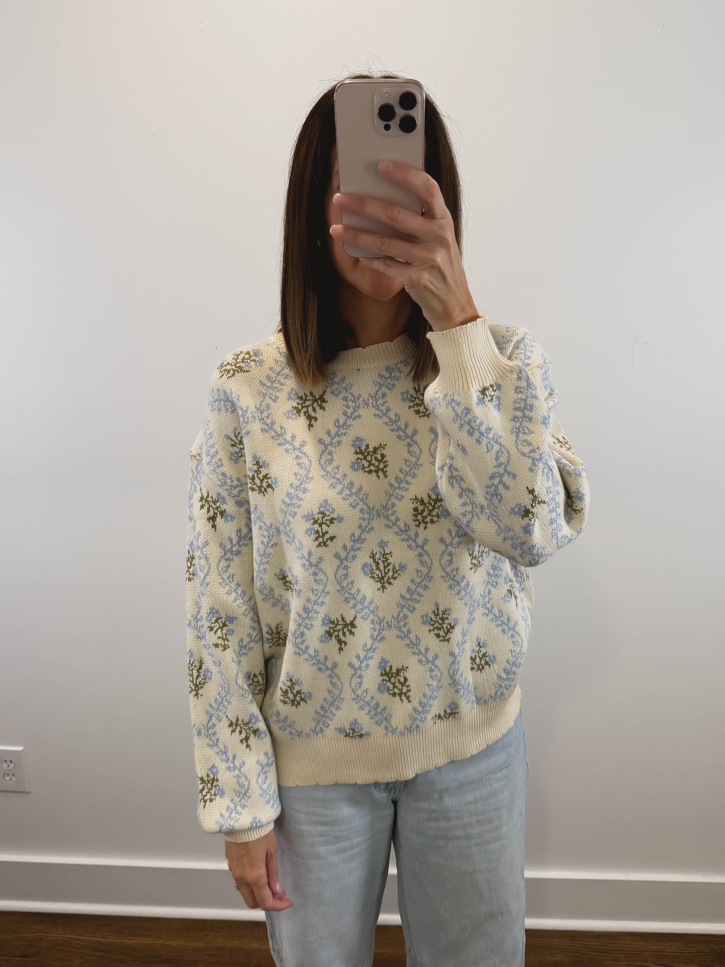 The Sweetbriar Floral Sweater in Blue