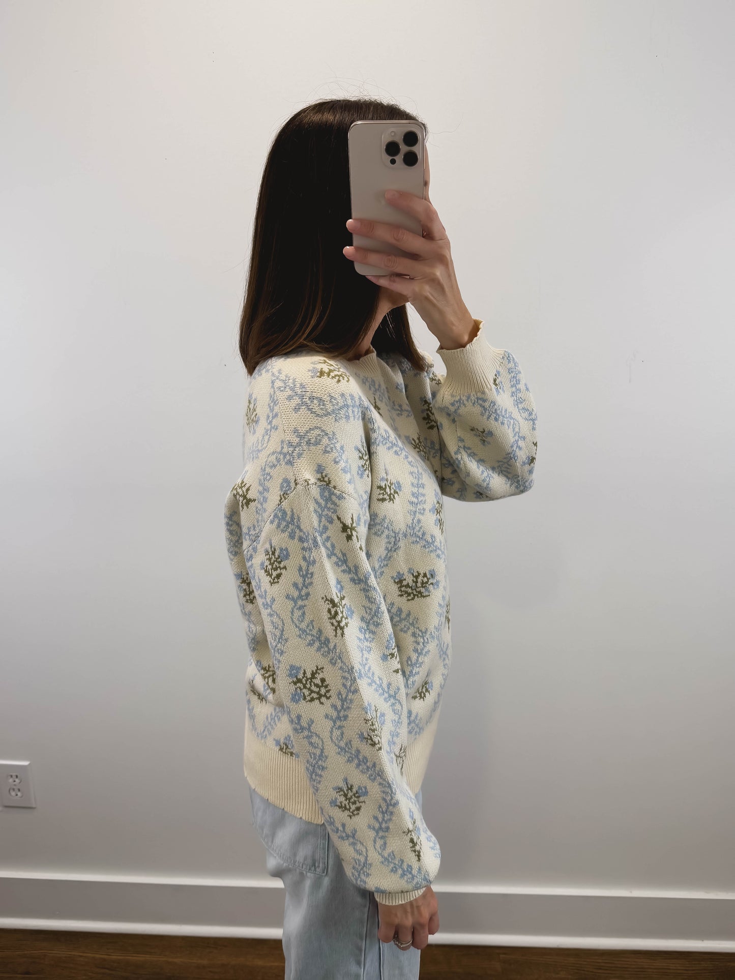 The Sweetbriar Floral Sweater in Blue