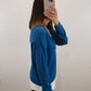The Lucille Ruffle Collar Sweater in Turquoise
