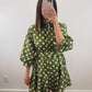 The Ivy Dress | Green Polka Dot Mini Shirt Dress