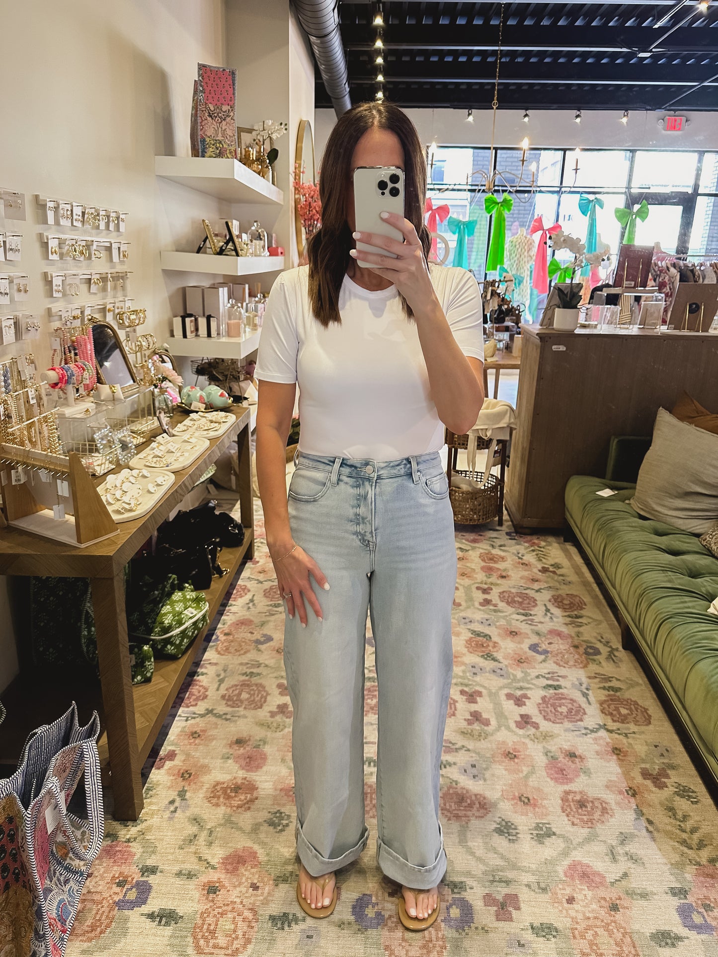 The Anna High Rise Wide Cuffed Jeans
