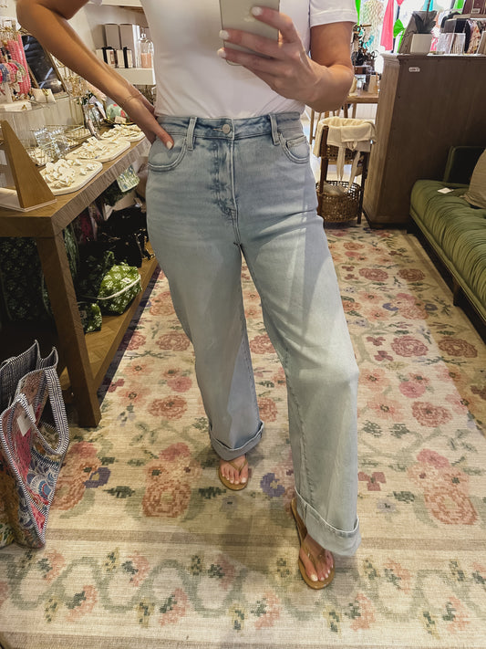 The Anna High Rise Wide Cuffed Jeans