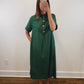 The Evergreen Lane Dress | Green Collared Short Sleeve Midi Dress
