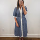 The Oxford Stripe Dress | Blue Striped Short Sleeve Midi Dress