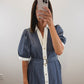 The Oxford Stripe Dress | Blue Striped Short Sleeve Midi Dress