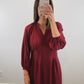 The Vivienne Dress | Burgundy Long Sleeve Midi Dress