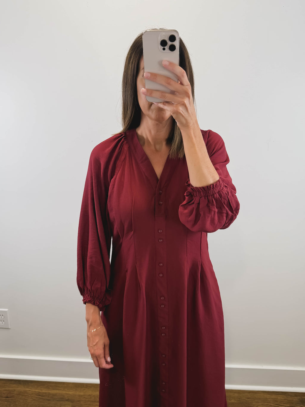 The Vivienne Dress | Burgundy Long Sleeve Midi Dress
