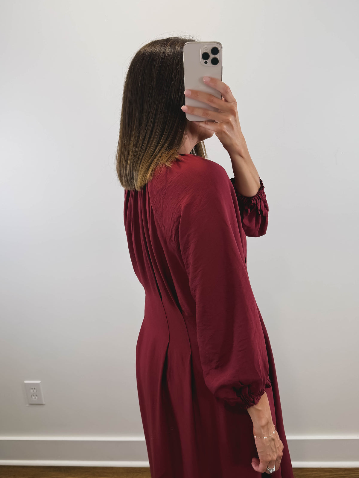 The Vivienne Dress | Burgundy Long Sleeve Midi Dress