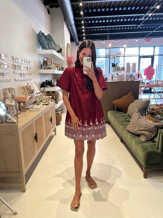 The Embroidered Eve in Maroon