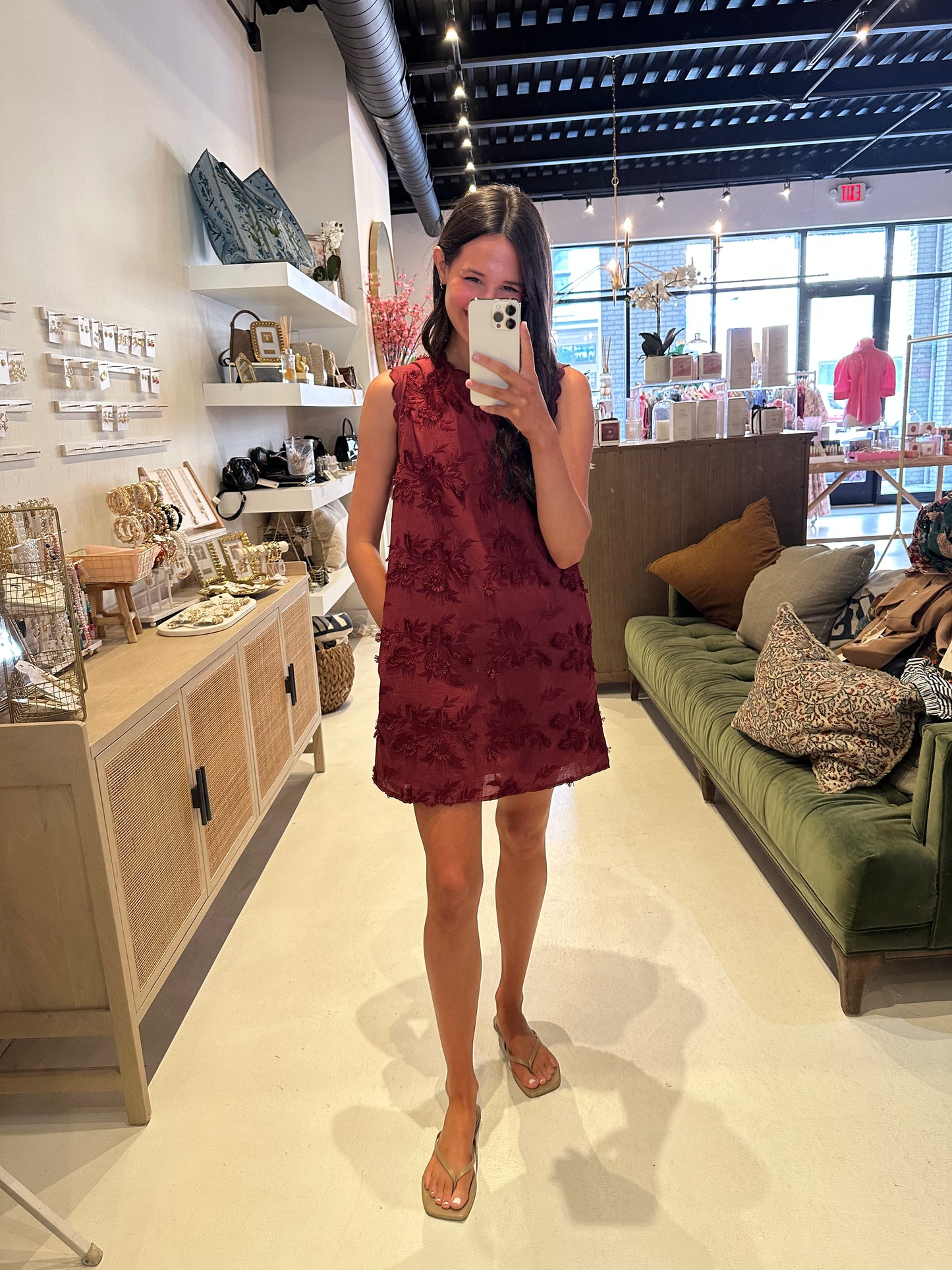 The Caroline Dress in Maroon