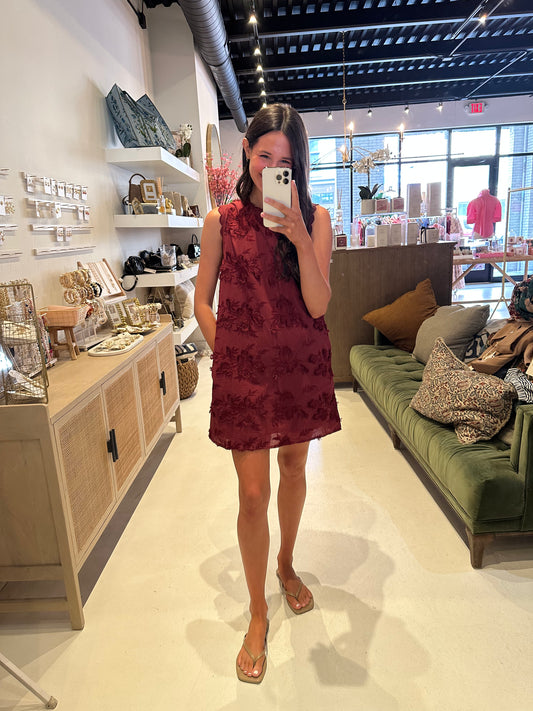 The Caroline Dress in Maroon