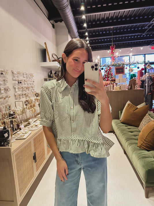 DOORBUSTER! The Striped Ruffle Bottom Top